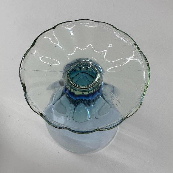 Bormioli Rocco Bahia Pattern Crystal Champagne Goblet Glass Stem Green Blue - Picture 5 of 9